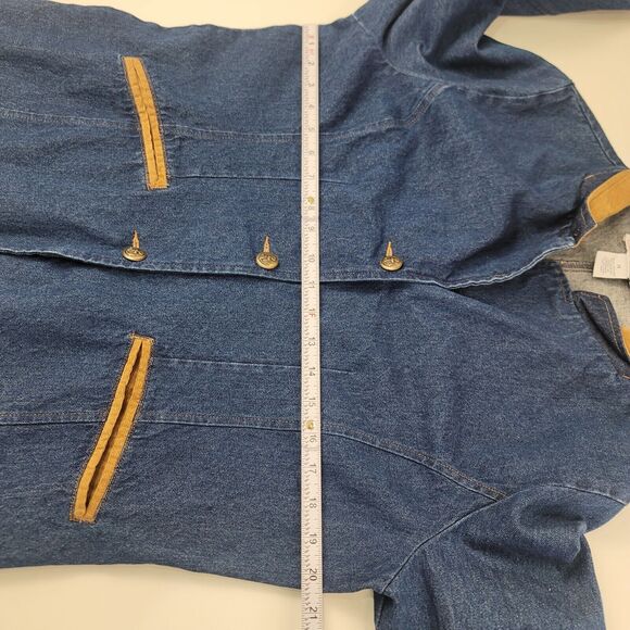 J.G. Hook Denim Jean Jacket Womens Size 14 Blue Dark‎ Wash Tan Corduroy Collar - Picture 9 of 10